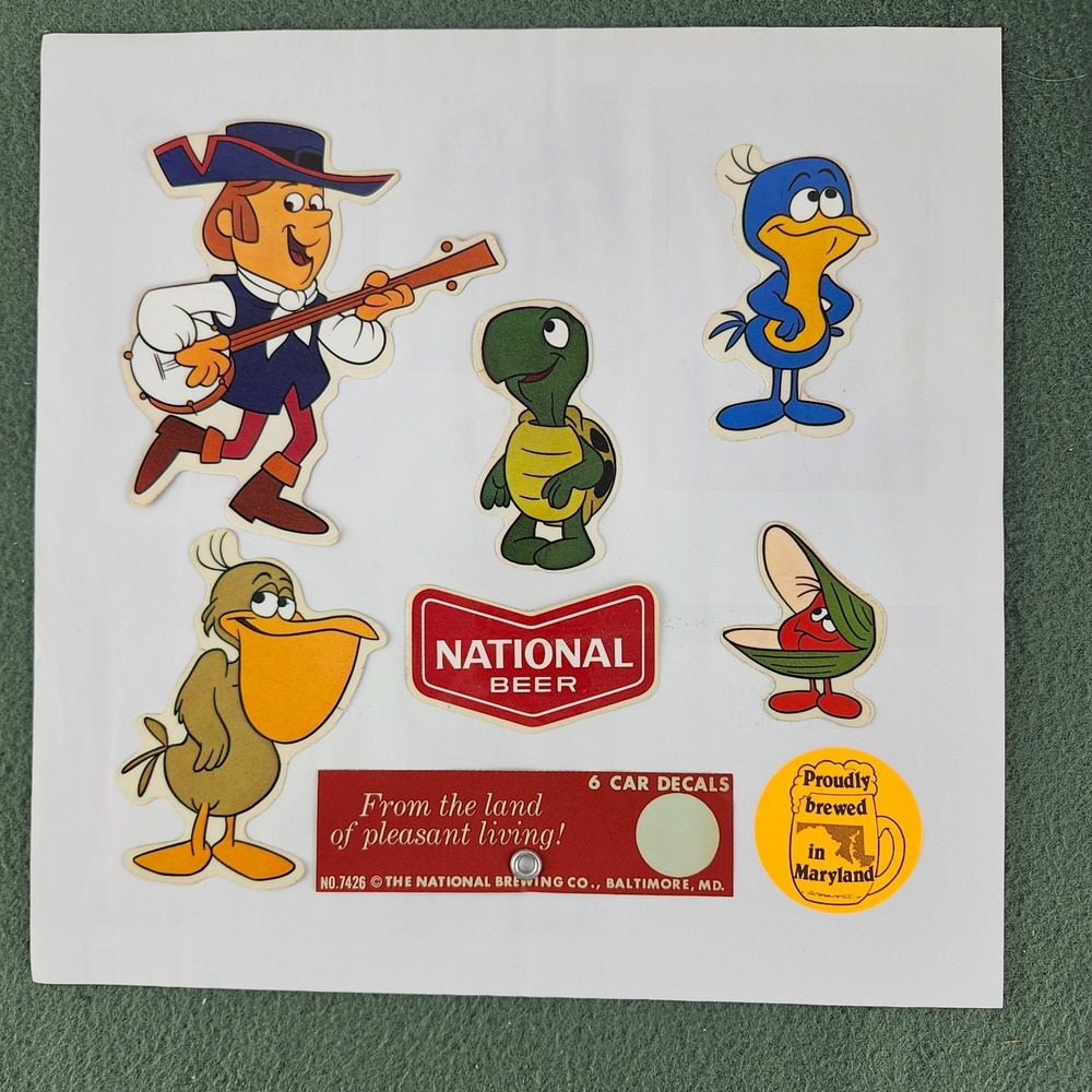 Vintage 1970s National Brewing Co. Car Decal Set Unused